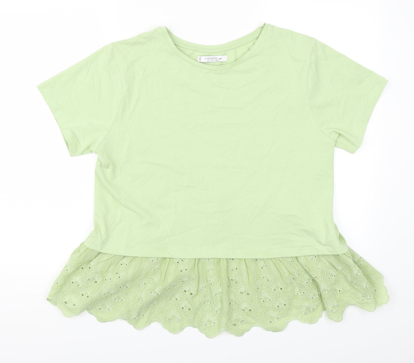 Womens UK Size S MNG Green Basic T-Shirt