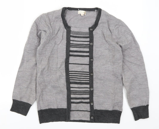 Ann Marie Womens Grey Striped  Pullover Jumper Size S