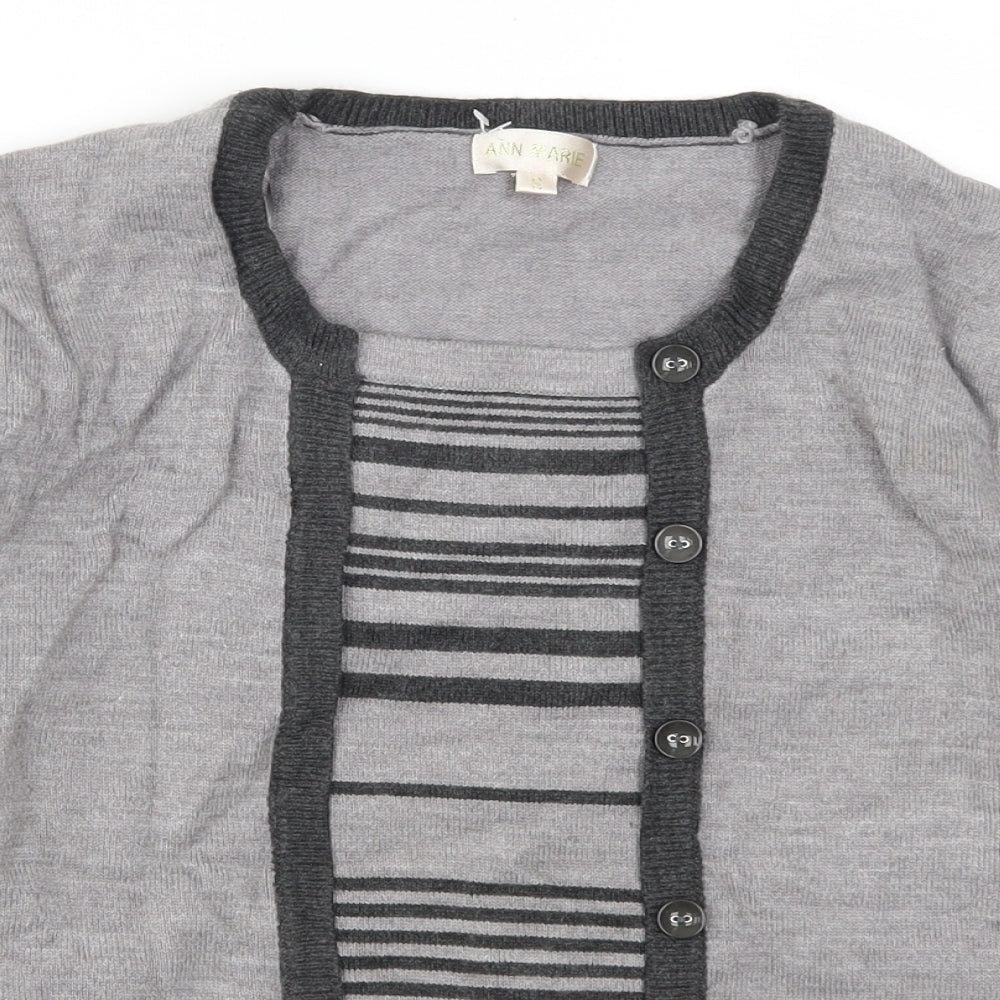 Ann Marie Womens Grey Striped  Pullover Jumper Size S