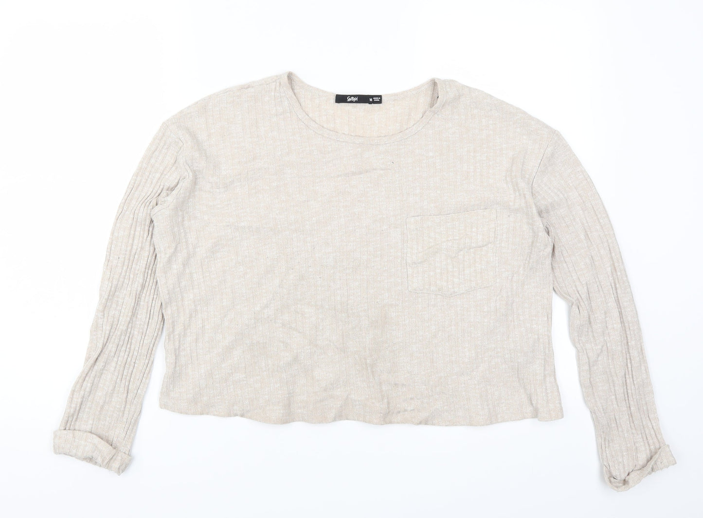 Sportsgirl Womens Beige   Cropped T-Shirt Size M