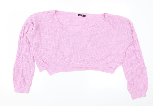 Boohoo Womens Pink   Pullover Jumper Size L