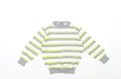 Rebel Boys White Striped  Pullover Jumper Size 4-5 Years