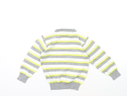 Rebel Boys White Striped  Pullover Jumper Size 4-5 Years