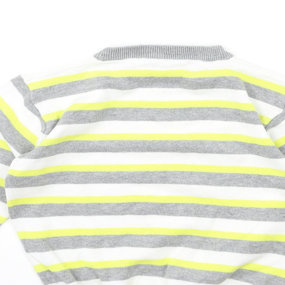 Rebel Boys White Striped  Pullover Jumper Size 4-5 Years