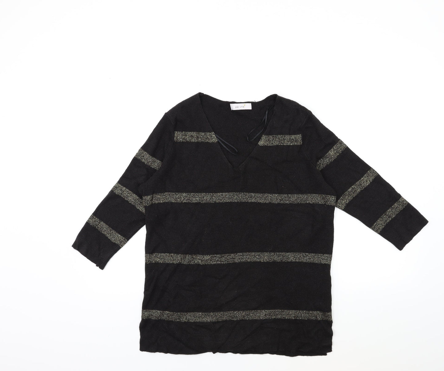 Marks and Spencer Womens Brown Striped Knit Pullover Jumper Size 10