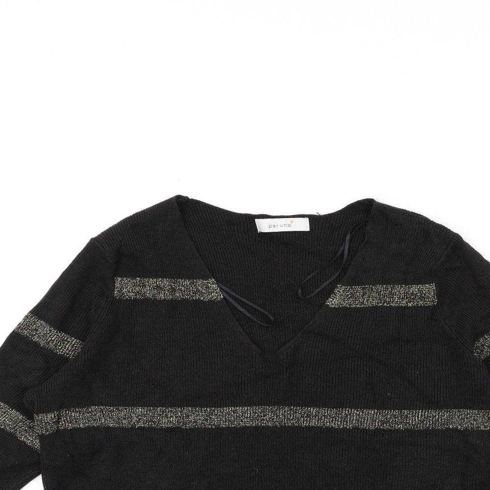 Marks and Spencer Womens Brown Striped Knit Pullover Jumper Size 10