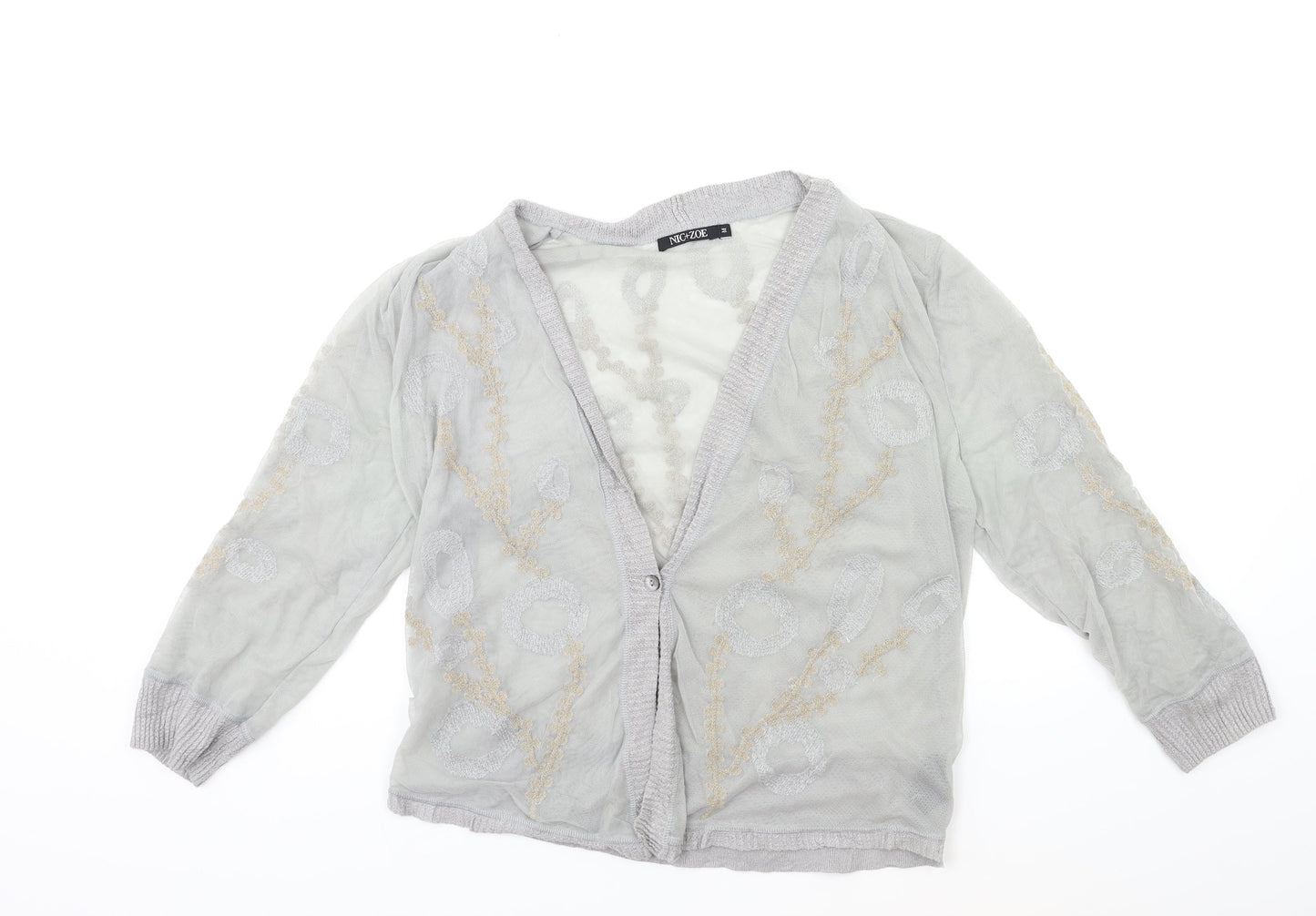 NIC+ZOE Womens Grey   Cardigan Jumper Size M