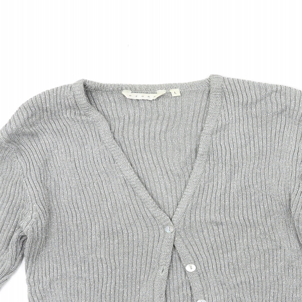 Ozone Womens Green  Knit Cardigan Jumper Size L