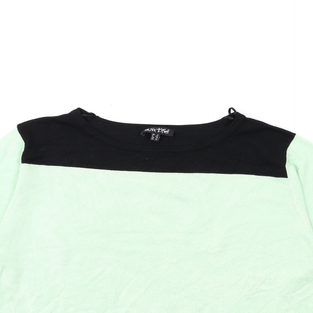 marble Womens Green  Knit Pullover Jumper Size 4