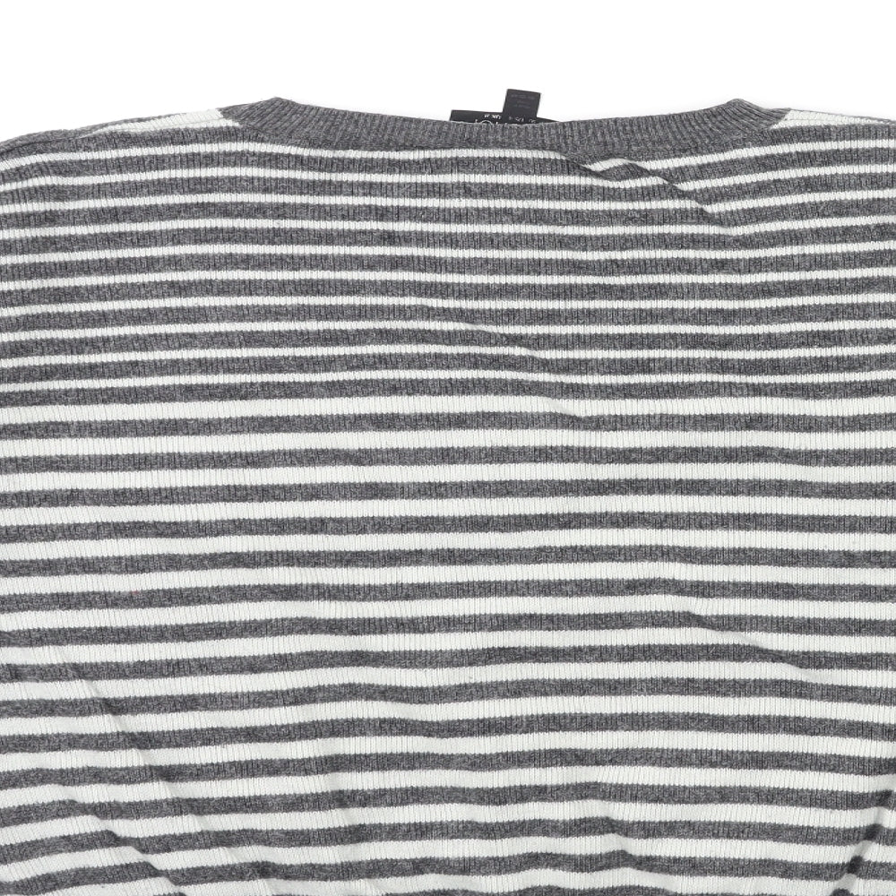 Topshop Womens Grey Striped Knit Pullover Jumper Size 8
