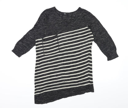 Marks and Spencer Womens Black Striped Knit Pullover Jumper Size 18