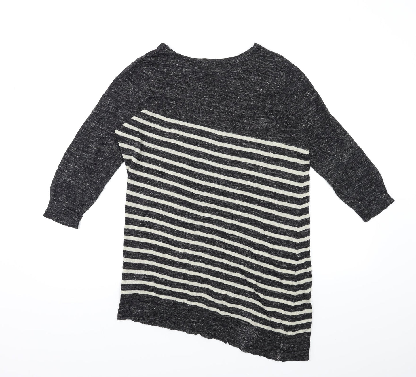 Marks and Spencer Womens Black Striped Knit Pullover Jumper Size 18