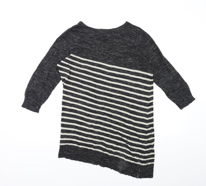 Marks and Spencer Womens Black Striped Knit Pullover Jumper Size 18