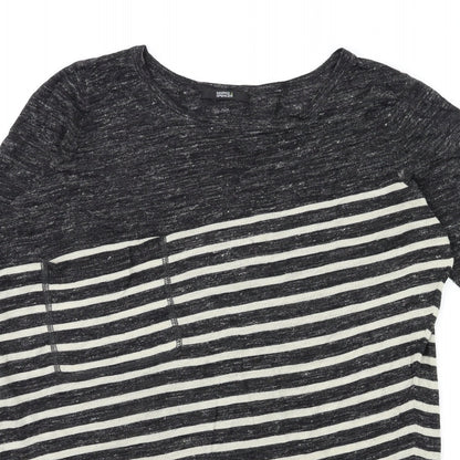 Marks and Spencer Womens Black Striped Knit Pullover Jumper Size 18