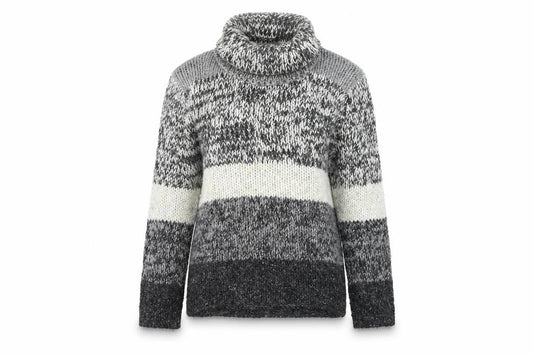 Platinum Womens Grey Striped Knit Pullover Jumper Size S