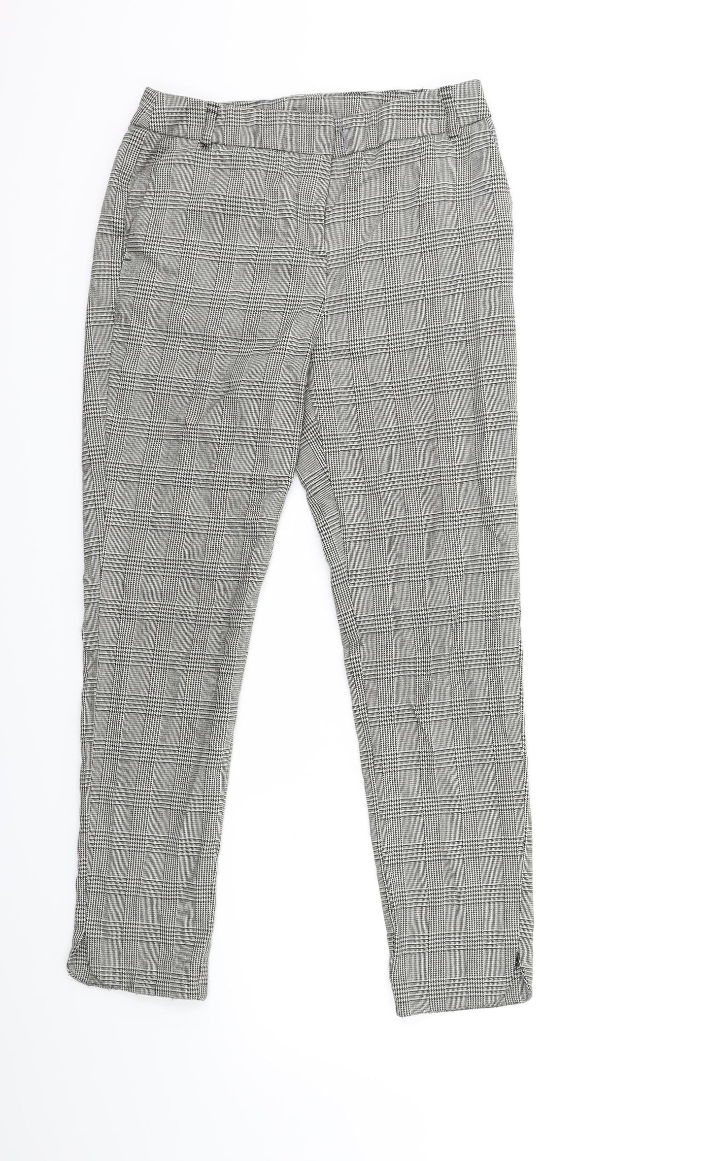 TU Womens Grey Check  Trousers  Size 8 L25 in