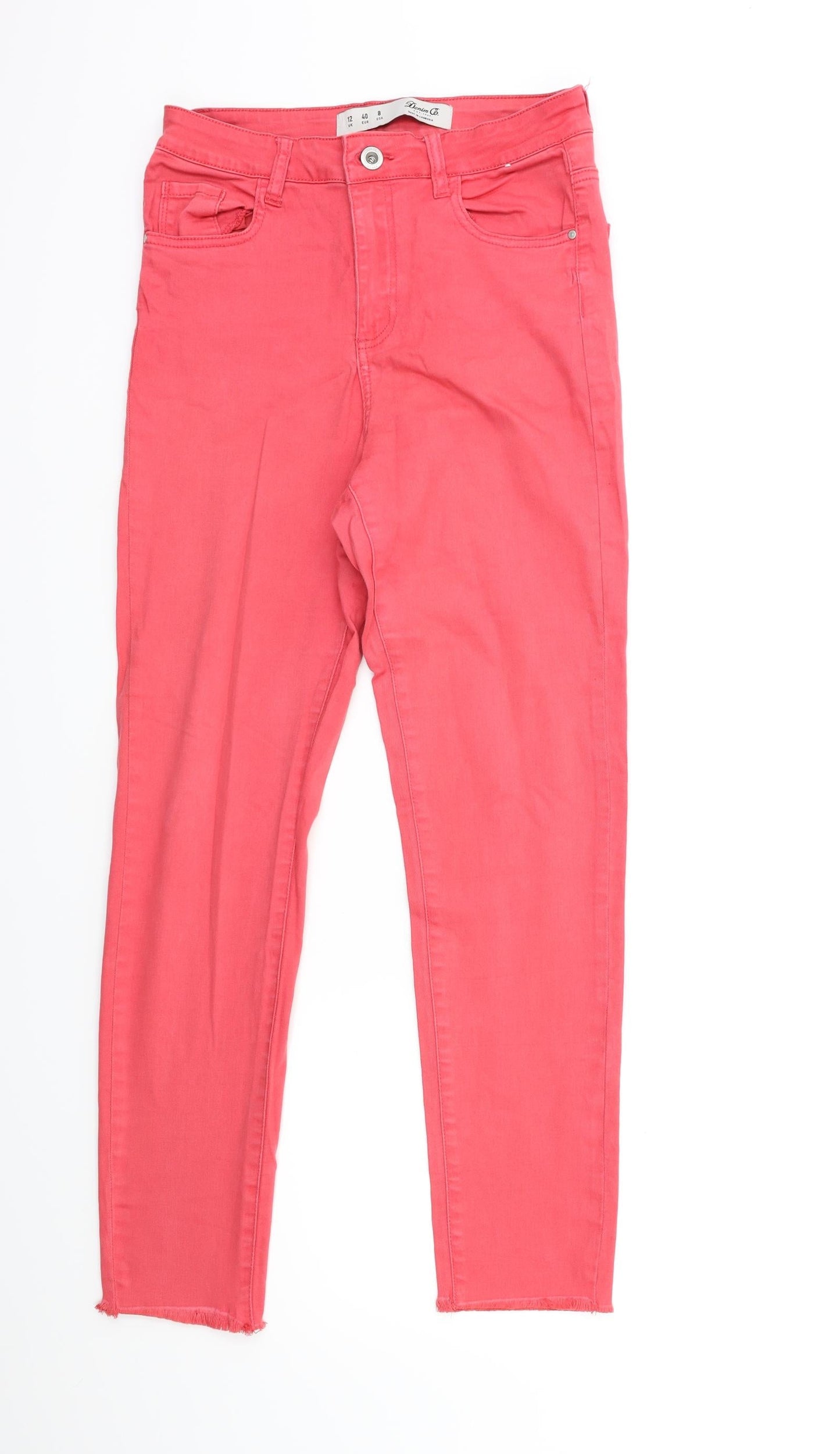 Denim & Co. Womens Red  Denim Skinny Jeans Size 12 L28 in