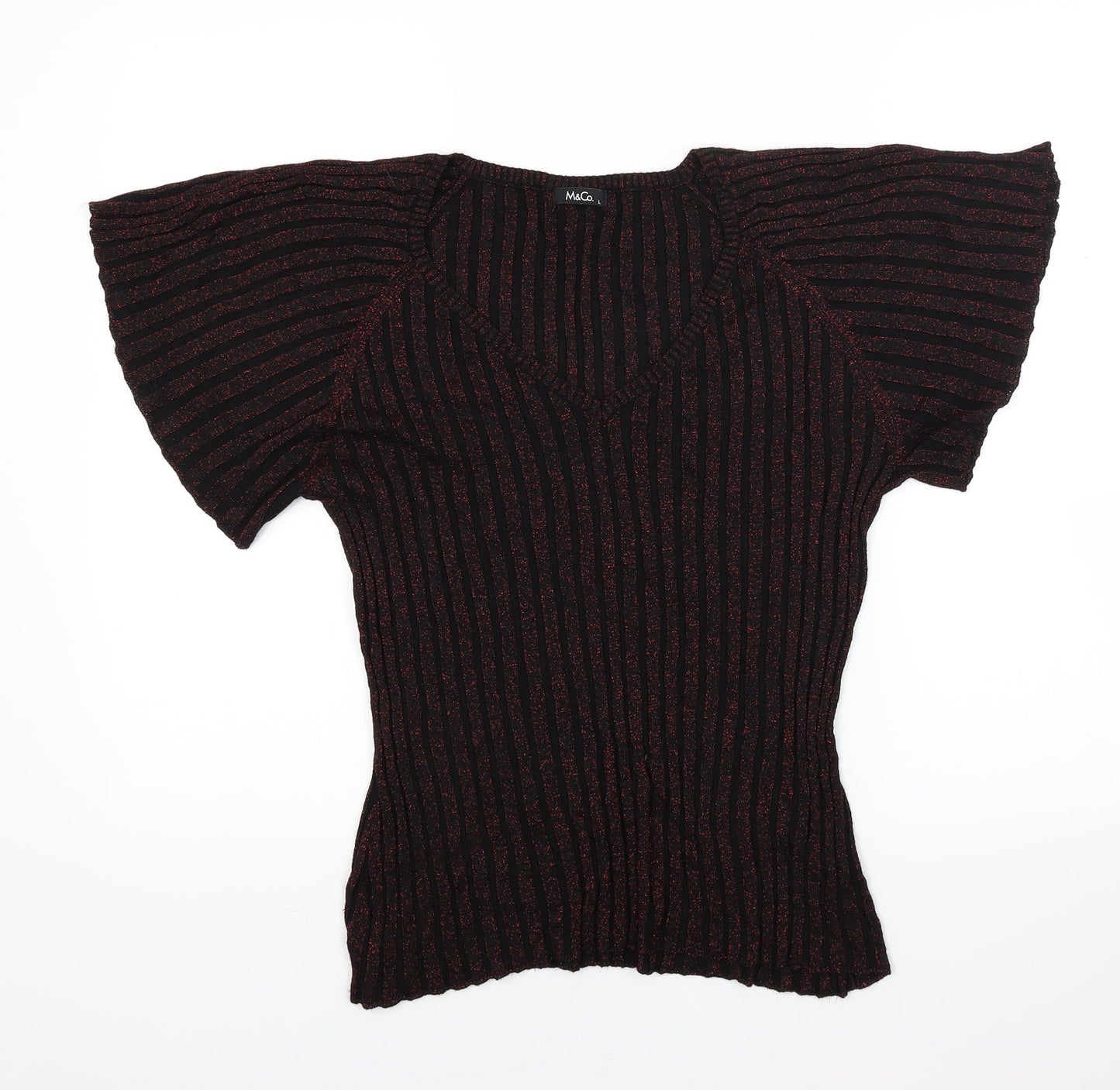 Womens UK Size L M&Co Black Jersey Blouse