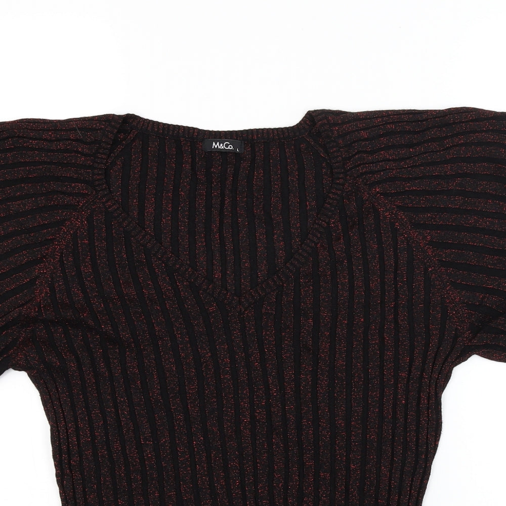 Womens UK Size L M&Co Black Jersey Blouse