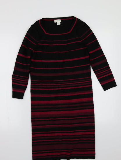 Monsoon Womens Black Striped  A-Line  Size 8