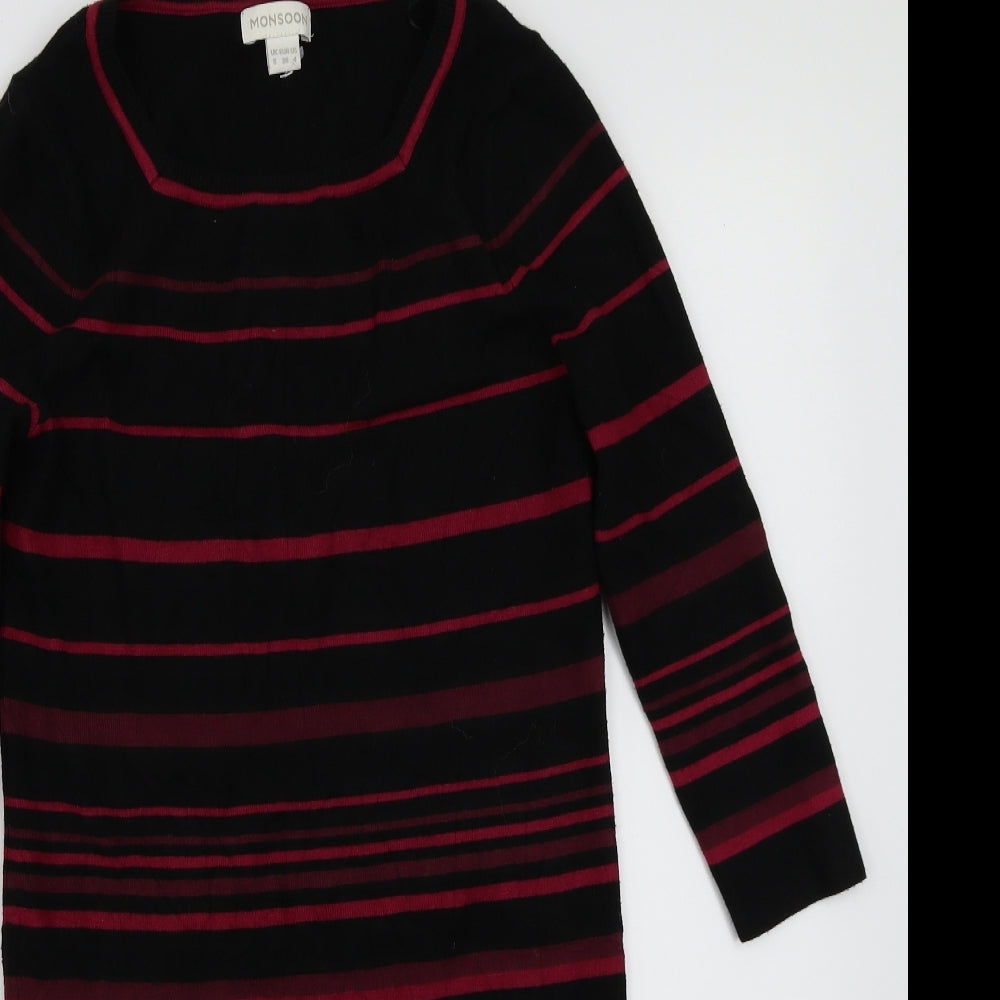 Monsoon Womens Black Striped  A-Line  Size 8