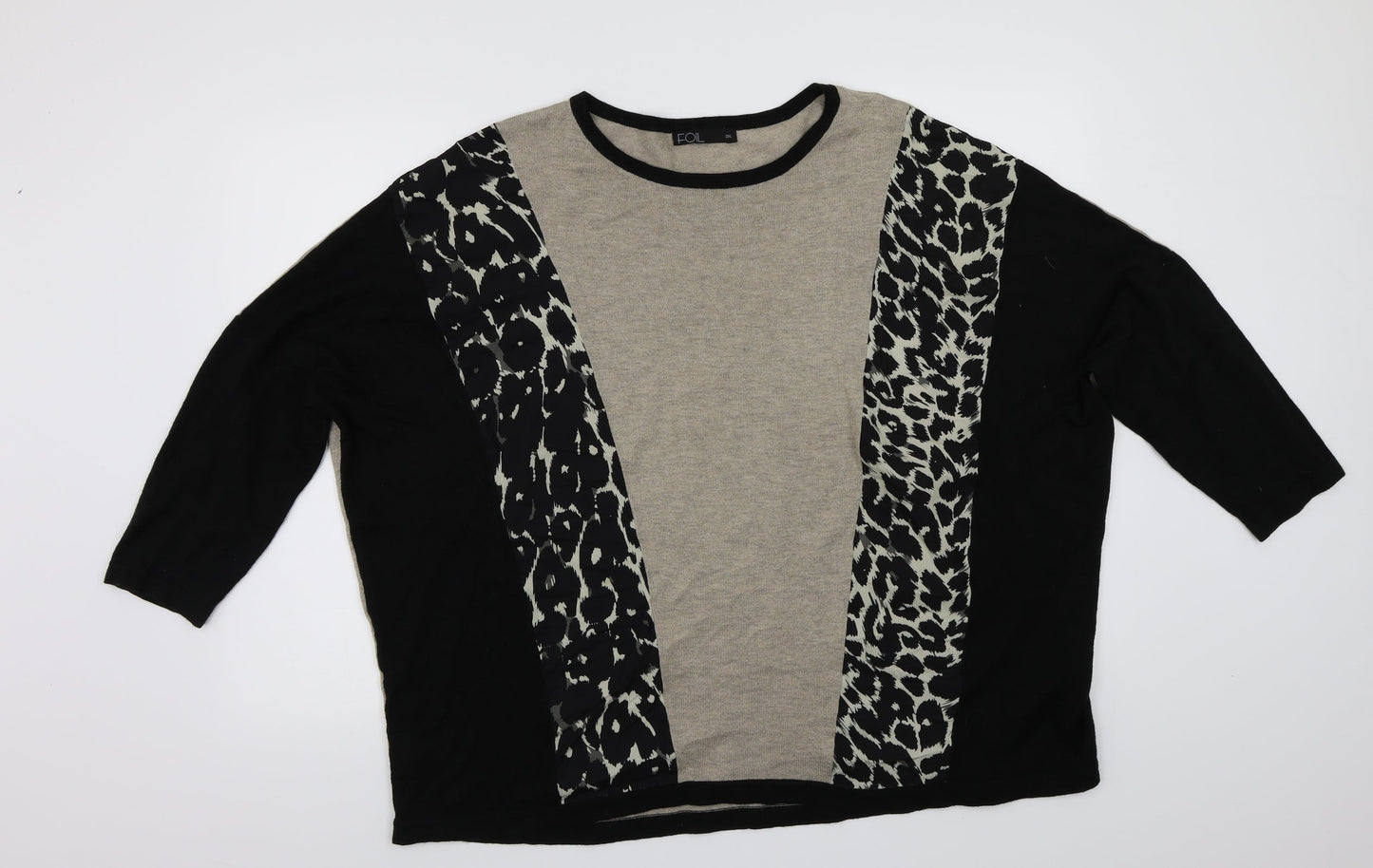 Foil Womens Black Animal Print  Pullover Jumper Size 2XL