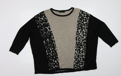 Foil Womens Black Animal Print  Pullover Jumper Size 2XL