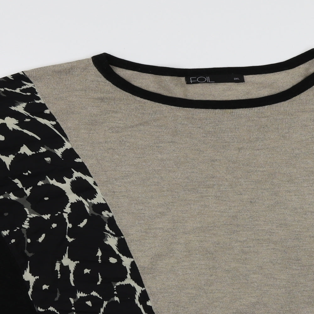Foil Womens Black Animal Print  Pullover Jumper Size 2XL