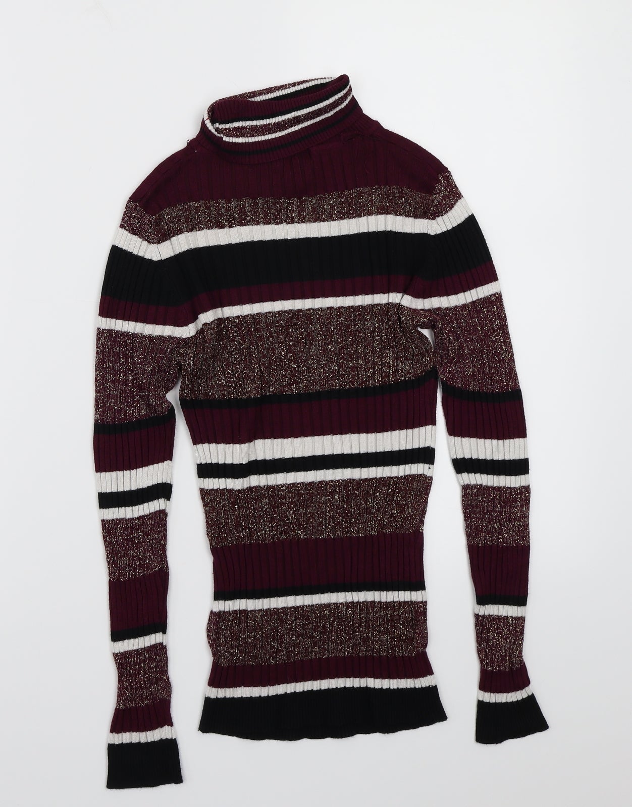 Brave Soul Womens Purple Striped  Pullover Jumper Size S