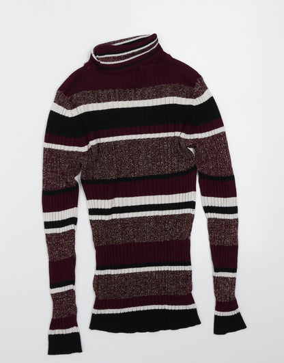 Brave Soul Womens Purple Striped  Pullover Jumper Size S
