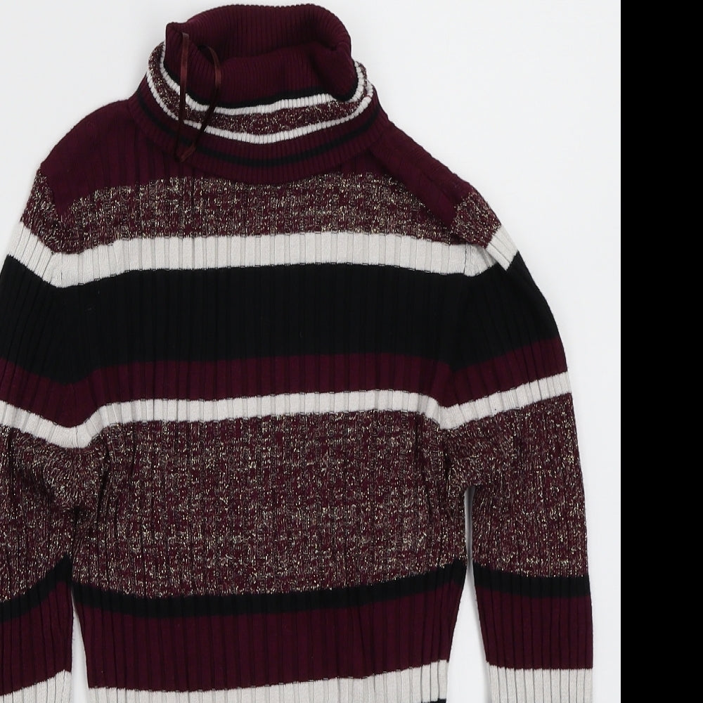 Brave Soul Womens Purple Striped  Pullover Jumper Size S