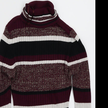 Brave Soul Womens Purple Striped  Pullover Jumper Size S
