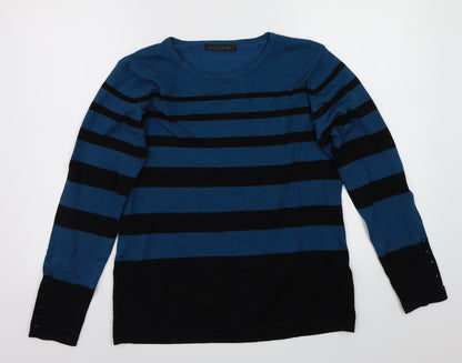 Just Elegance Womens Blue Striped  Pullover Jumper Size S