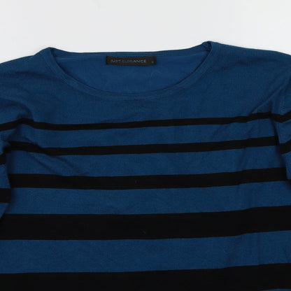 Just Elegance Womens Blue Striped  Pullover Jumper Size S
