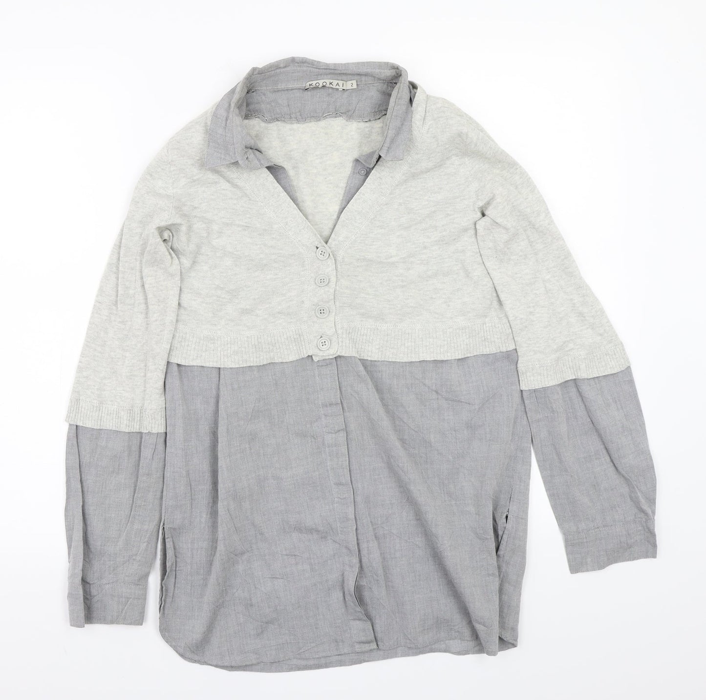 Womens UK Size 2 Kookai Grey Basic Button-Up