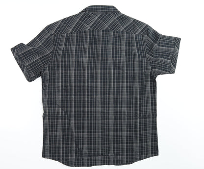 Mens UK Size L NEXT Black  Button-Up Short Sleeve Casual Shirt