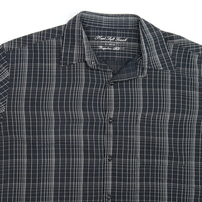 Mens UK Size L NEXT Black  Button-Up Short Sleeve Casual Shirt