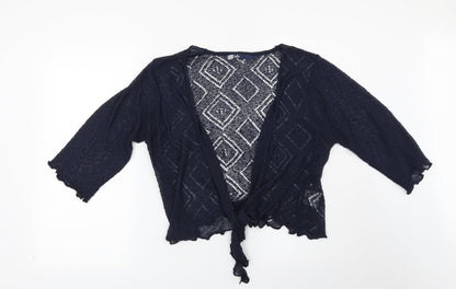 Isle Womens Blue Geometric  Cardigan Jumper Size 14