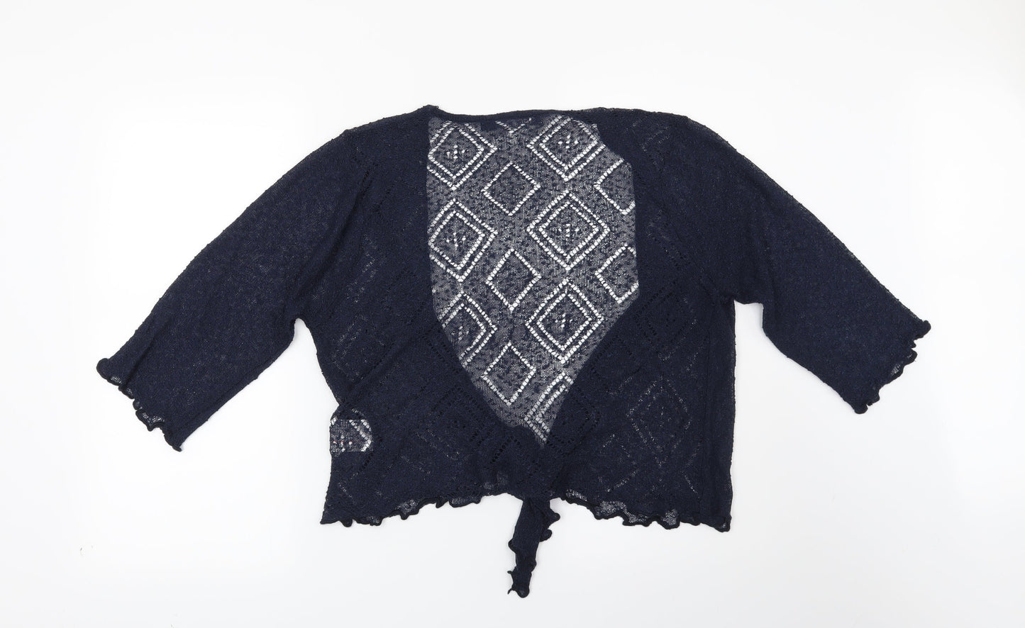 Isle Womens Blue Geometric  Cardigan Jumper Size 14
