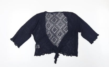 Isle Womens Blue Geometric  Cardigan Jumper Size 14