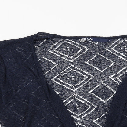 Isle Womens Blue Geometric  Cardigan Jumper Size 14