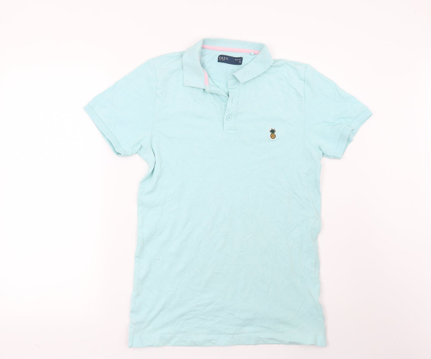 Easy Mens Blue    Polo Size S  - Pineapple