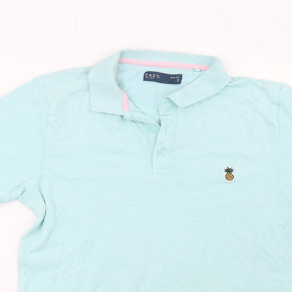 Easy Mens Blue    Polo Size S  - Pineapple