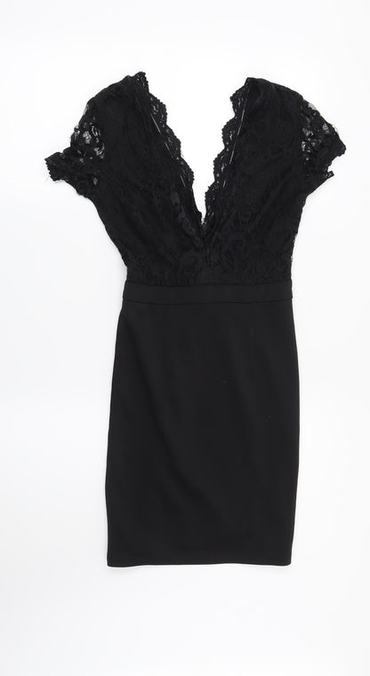 Missguided Womens Black Floral  Bodycon  Size 6