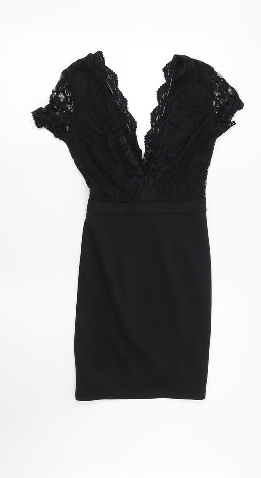 Missguided Womens Black Floral  Bodycon  Size 6