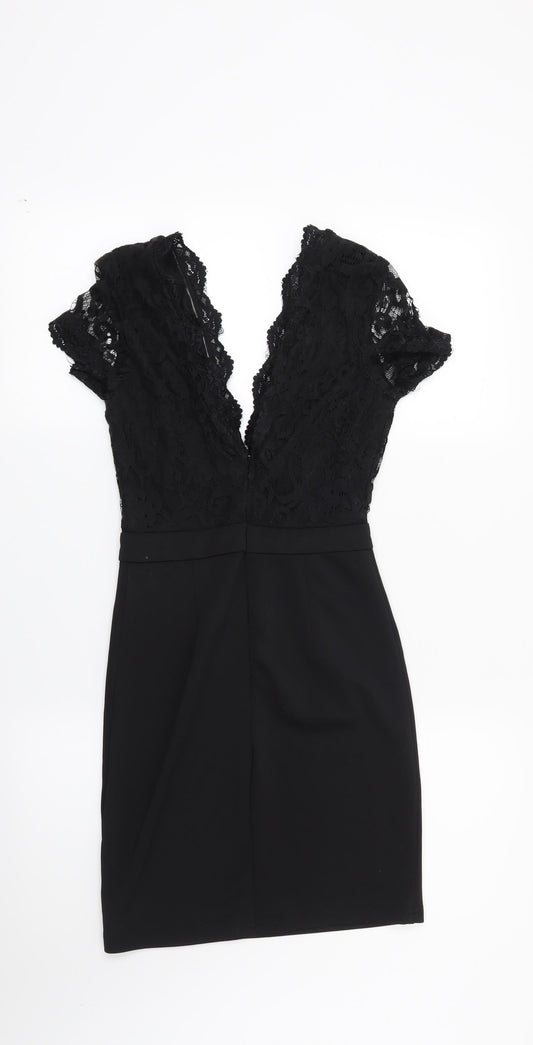 Missguided Womens Black Floral  Bodycon  Size 6