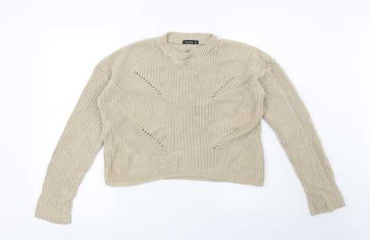 Boohoo Womens Beige   Pullover Jumper Size S