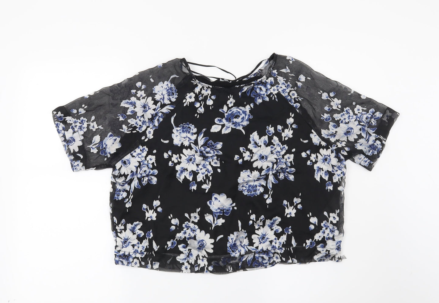 New Look Womens Black Floral  Basic Blouse Size 8