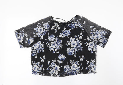 New Look Womens Black Floral  Basic Blouse Size 8