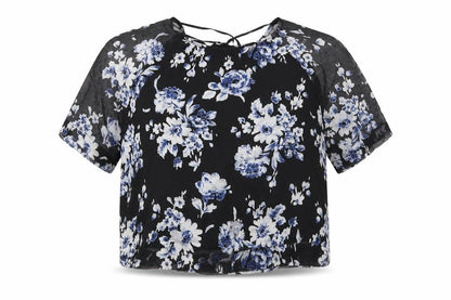 New Look Womens Black Floral  Basic Blouse Size 8